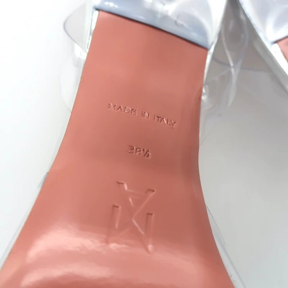 Amina Muaddi Rosie Glass Slingback Pumps Clear PVC Size 38.5 Crystal Bow Heels - Picture 12 of 12